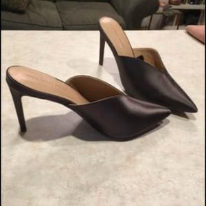 Who, What, Wear Matilda Grey Satin Mule Heels